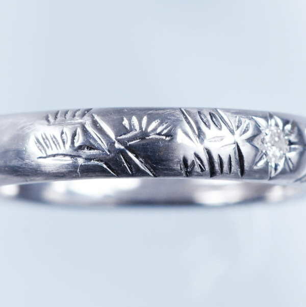 18金ホワイトゴールド ダイヤ松竹梅リング