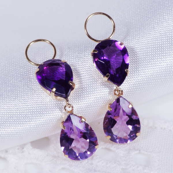 K18 3ct アメシストチャーム ペアシェイプ ワンペア (ピアス・イヤリング用) 18金 2月誕生石 IA2300KAI ギフト 結婚式