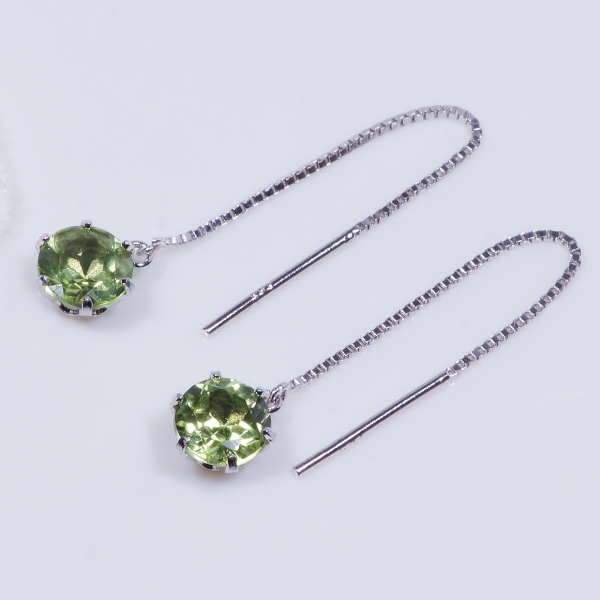 PT1ctペリドットピアスラウンド...