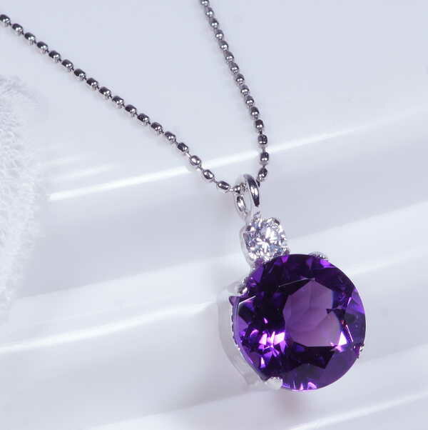 黃玉 - PT 1ct アメシストペンダント ラウンド ダイヤ 0.05ct プラチナ 2月誕生石 ct