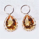 K18 シトリン スイング チャーム ペアシェイプ 計1.6カラット ペア(ピアス・イヤリング用) 18金 ひねり ツイスト 11月誕生石 ギフト 結婚式