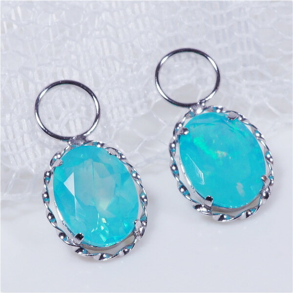 PT 1.2ct ブルーオパールチャーム オーバル 1.2カラット ワンペア (ピアス・イヤリング用)プラチナ 10月誕生石 ギフト 結婚式