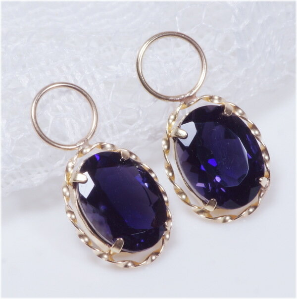 K18 アイオライトチャーム 2ct オーバル ワンペア (ピアス・イヤリング用) ギフト 結婚式