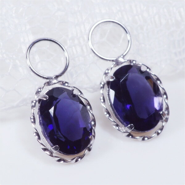 アイオライト スイング チャーム オーバルミックスカット 計2カラット ワンペア (ピアス・イヤリング用) プラチナ ギフト 結婚式