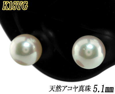 <5.1ミリ・ホワイト>スタッド小粒真珠ピアス<あこや・ベビー>素材⇒K18YGピアスバー