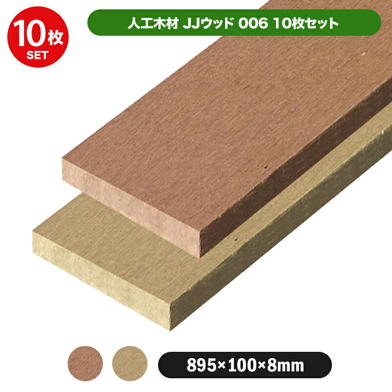 【訳アリ商品】JJウッド006　10枚セット（895×100×8mm) 全2色【ブラウン/ベージュ】人工木 材 フェンス DIY 木材 板 カット 目隠し 角材 擬似 樹脂