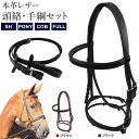 【送料無料】スタンダード 頭絡＆手綱セット WBRA2 本革 レザー SH/PONY/COB/FULL | ブラック ブラウン 黒 茶色 本皮 牛革 水勒 頭絡 とうらく サイズ ポニー コブ フル ポニーサイズ コブサイズ フルサイズ サラブレッド 馬 乗馬 乗馬用 乗馬用品 馬具 その1