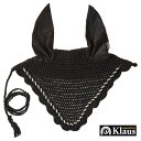 【送料無料】Klaus コットン・イヤーネット 1A(ブラック) | 黒 耳ネット 耳カバー 耳 カバー イヤーカバー フライフード 馬 馬用 乗馬 乗馬用 乗...