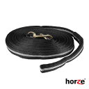 Horze 布調馬索 HLL1(ブラック×グレー) 8m | 調馬索 ポリエステル 黒 ツートーン ソフト 調教 調教具 ロープ 曳き手 引手 馬具 馬 馬用 ...