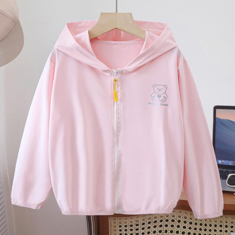 UVカット ジップパーカー 子供服 クマ柄 キッズ ベビー服 男の子 女の子 ジップパーカー UPF50+ 蚊よけ パーカー トップス 子供服 キッズ ベビー 夏 薄手 接触冷感 通気性 フード付き 虫除け 子供 日焼け