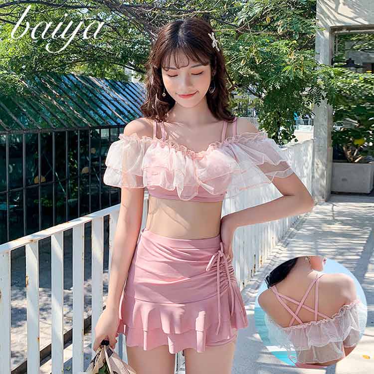 レディース 夏 ビキニ 水着 ビーチ プール おしゃれ リゾート 旅行 サマー レジャー 海水浴 大人 学生 ブルー 春 セパレート ツーピース バストアップ バケーション