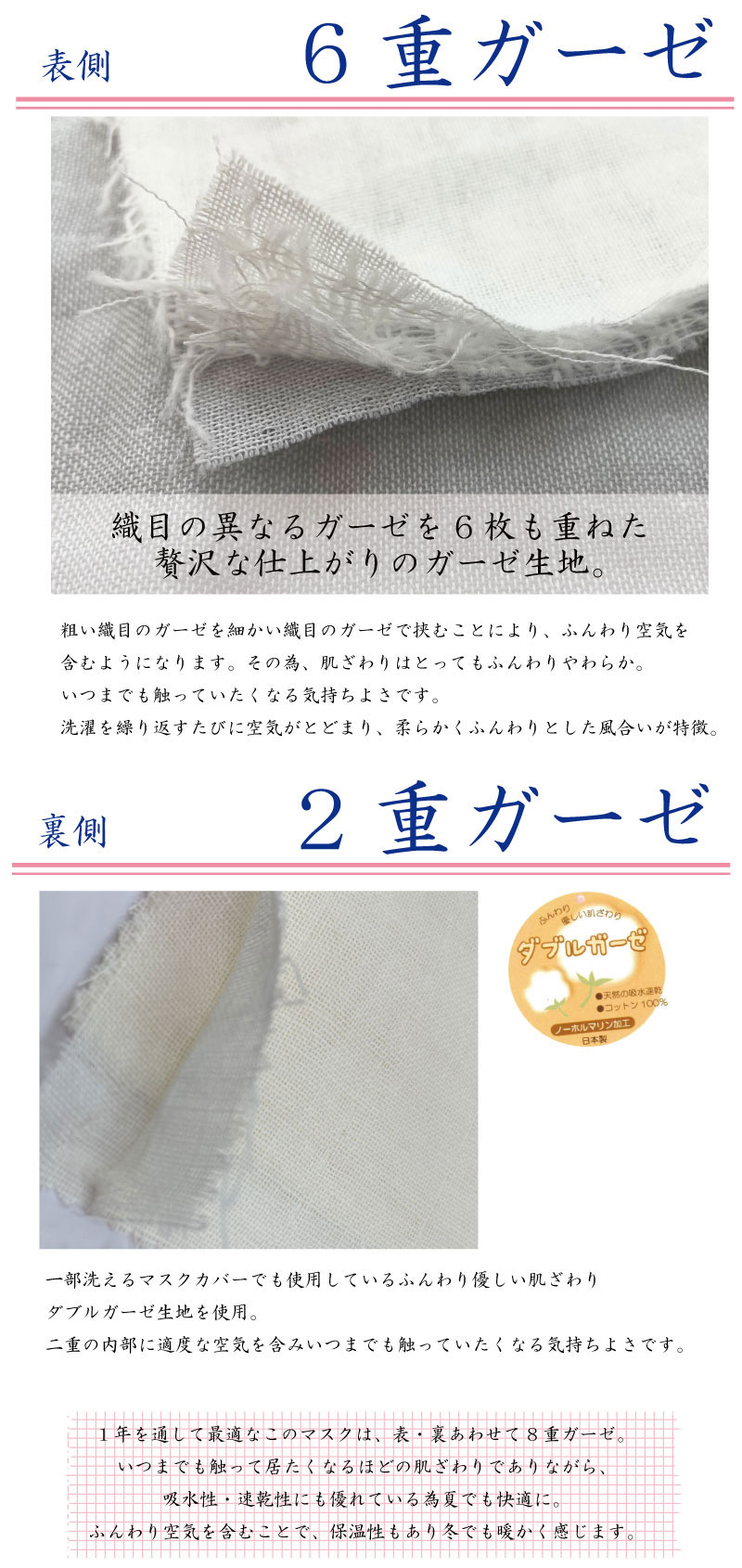 8重立体ガーゼマスク 1枚 日本製 ふつうサイズ 【◎定型外郵便可◎】 吸水 速乾 保温性 ガーゼマスク 3Dマスク 無地 ドット 立体マスク マスク 布マスク 8重ガーゼ 6重ガーゼ 2重ガーゼ ダブルガーゼ 紐調整可能 優しいマスク 洗える 何度でも使える