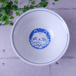 ねこちぐらブチ19.3cm麺鉢ラーメン鉢うすかるラーメン丼子供鉢美濃焼国産日本製陶器猫ネコねこ猫柄ネコ柄食器お子様キッズ食洗機対応ラッピング不可