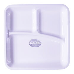 ランチプレート角型スクエア24cm/ホワイト仕切り子供食器【白/軽量/軽い/日本製/PET樹脂/樹脂製/離乳食食器】