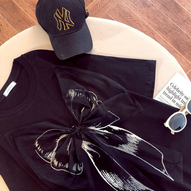 送料無料 5分袖 Tシャツ 白 黒 春 デカ ...の紹介画像3