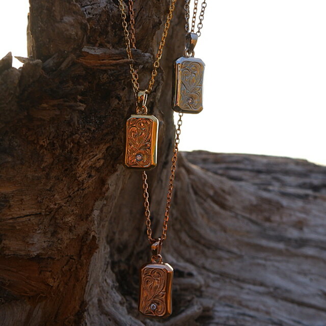 Rakuten - ハワイアンジュエリー ネックレス プレート ジルコニア ハワイ ジュエリー サージカル メンズ レディース 男女兼用 お揃い プレゼントにも 3カラー