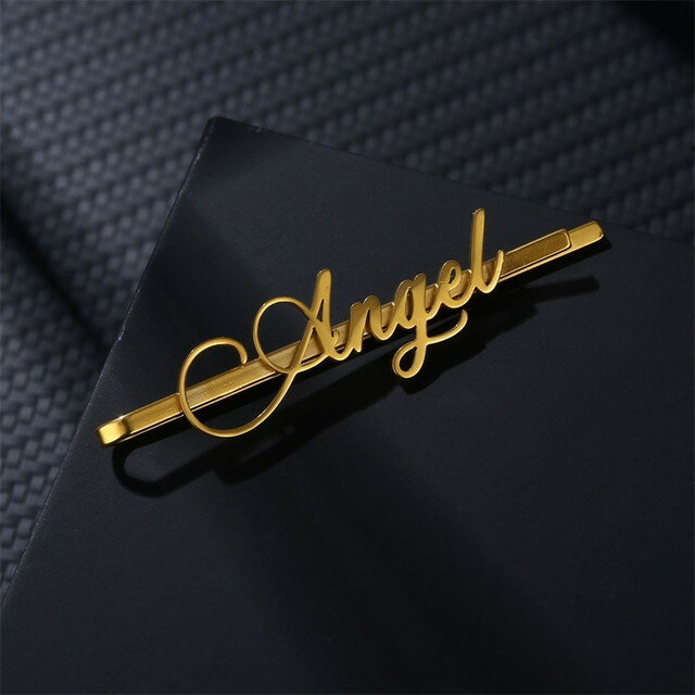 送料無料 オリジナル カスタム ヘアピン ヘアクリップ 筆記体 プレゼント 誕生日 記念日 名前 おしゃれ 名入れ ネーム ゴールド シルバー ギフト