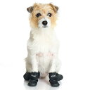 犬の靴 ライフライク ダブルストラップシューズ ブラック 4足入り 着脱簡単・軽量ドッグシューズ 足の保護 お散歩