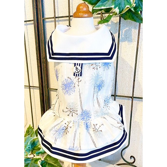 【クーポン配布中】ルルドール 夏服 フラワーセーラーワンピース SSサイズ LULUDOLL可愛いワンピ チワワ 犬服 ドッグウェア ワンピース 超小型犬