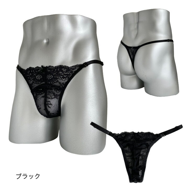 男性用 総レース両Zスキャンティー Tバック ブラック ピンク グリーン クリーム ピ...