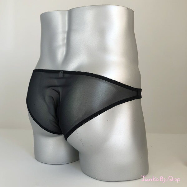 JUNKO Bjo Shopのハーフバックショーツ【チェック柄】ギンガムチェック 日本製 メンズショーツ セクシー かわいい 黒 チェック柄 【別売ブラとのセットアップ可能】【ご注文後に自社工場で丁寧に縫製】男性用パンティ 乙女男子 男の娘 トランスジェンダー 【DM便可】｜アングル2