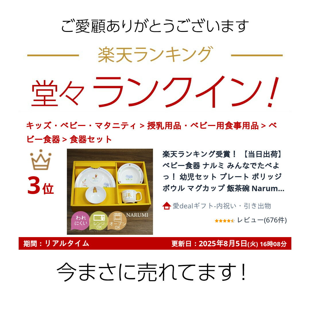 楽天ランキング受賞！ 【当日出荷】 ベビー食器 ナルミ みんなでたべよっ！ 幼児セット プレート ポリッジボウル マグカップ 飯茶碗 Narumi すくいやすい 子供 食器 セット 日本製 出産祝い 離乳食 食器 セット お食い初め 40433-33139