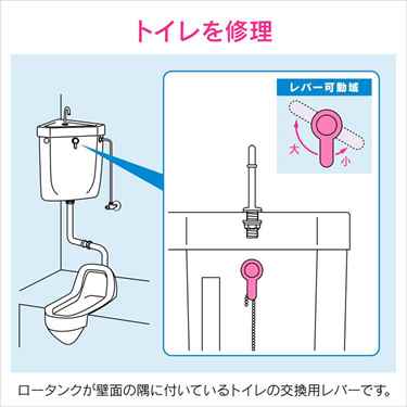 【GAONA】ガオナトイレ用レバーハンドル隅付ロータンク用(大小切替付交換用クローム)GA-NG015