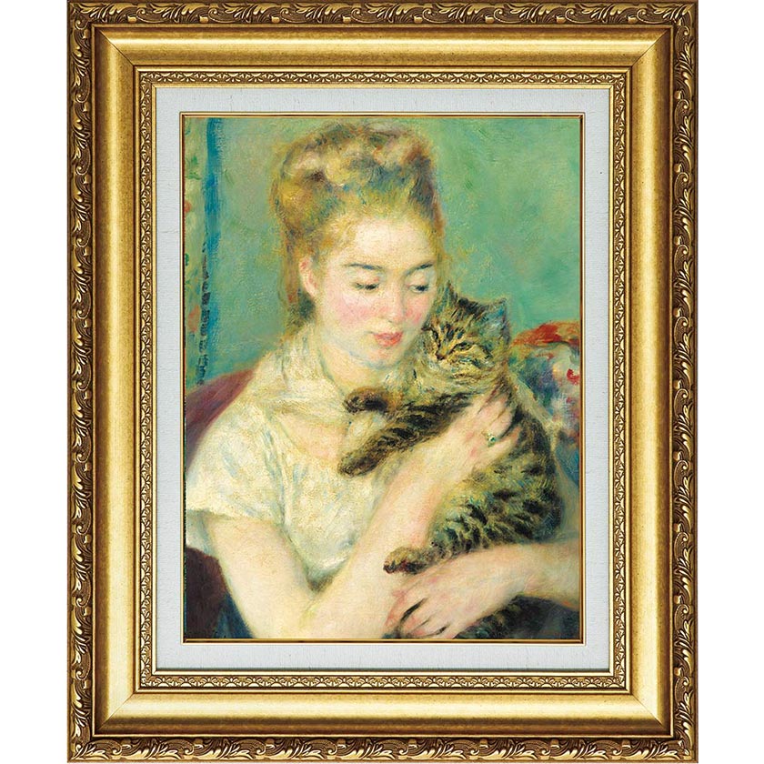 ルノワール 複製名画 「猫を抱く女性」 美術品 絵画