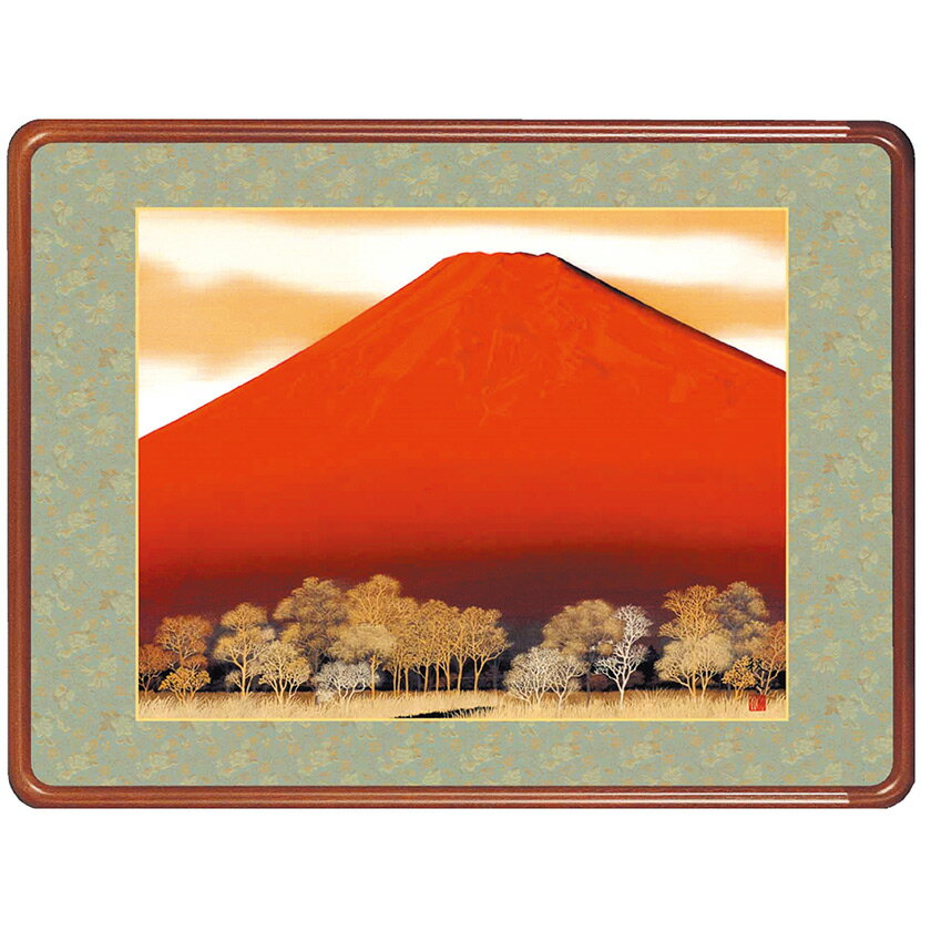 赤富士 浮田秋水 額装 日本画 美術品 絵画