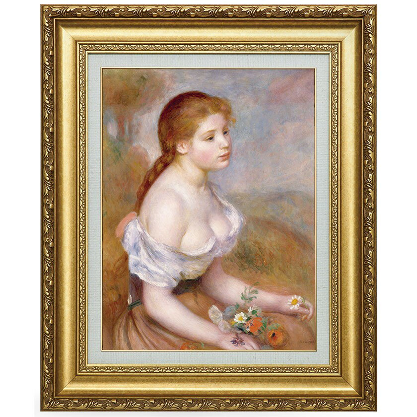 西洋電影 - ルノワール 雛菊を持った若い娘 6号 立体複製名画 美術品 インテリア