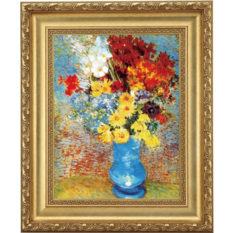 ゴッホ「青い花瓶の花」 4号 立体複製名画 美術品 インテリア