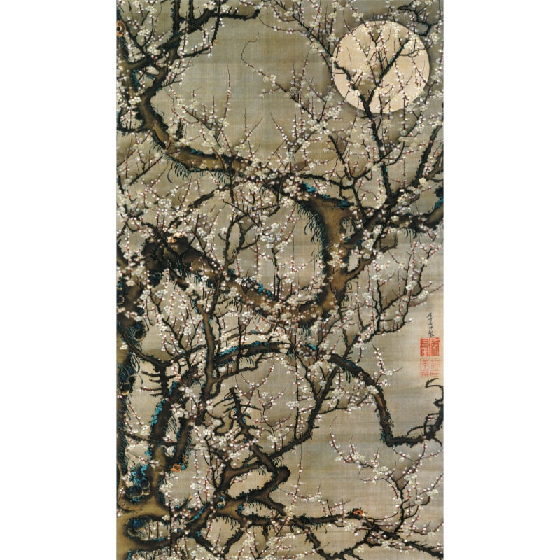 伊藤若冲 動植綵絵 梅花皓月図 高級仕様 掛軸 美術品 インテリア 作品 複製画