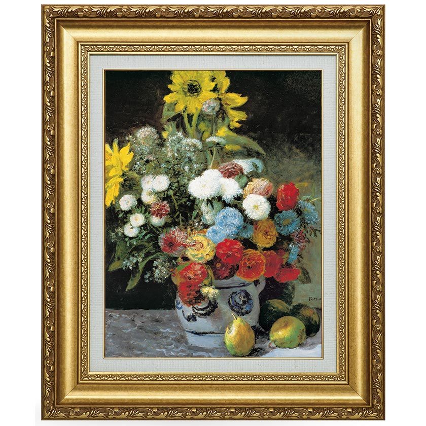 樂天商城 - ルノワール 「陶製ポットに生けられた花」(10号） 立体複製名画 美術品 インテリア