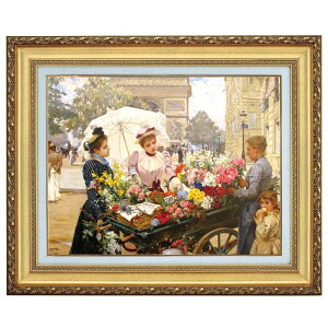 ルイ・ド・シュライバ「シャンゼリゼ通りの花売り」10号 立体複製名画 美術品 インテリア