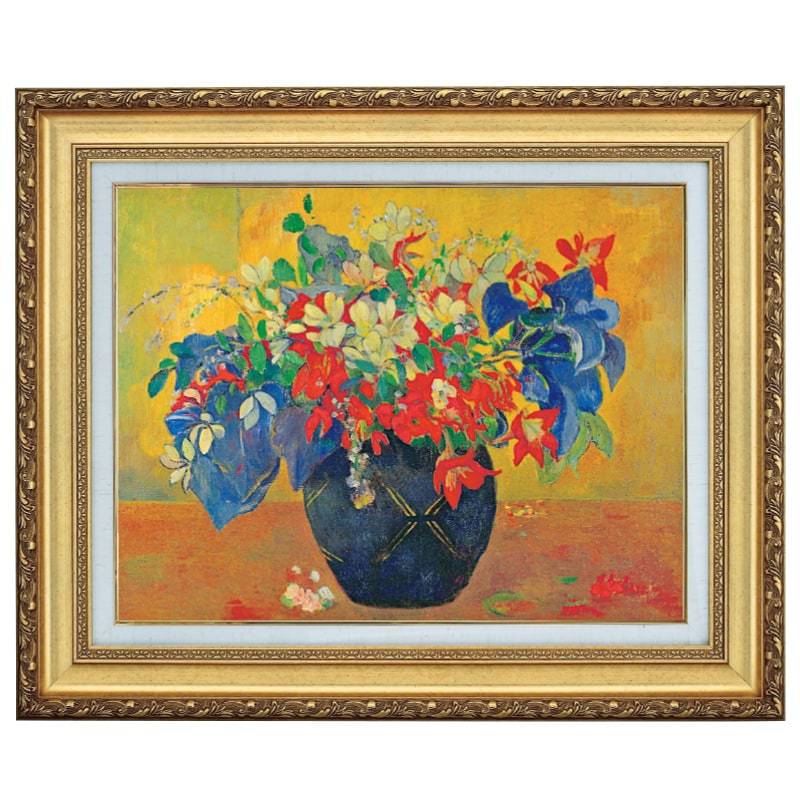 フランスに戻って、タヒチを題材にした作品制作に没頭していた頃の作。色彩の魔術師ゴーガンによる南国の奔放な花作品。原画：制作1896年　所蔵：ロンドン・ナショナル・ギャラリー●絵寸法：（約）長辺40×短辺30.5cm●額寸法：（約）長辺58×...