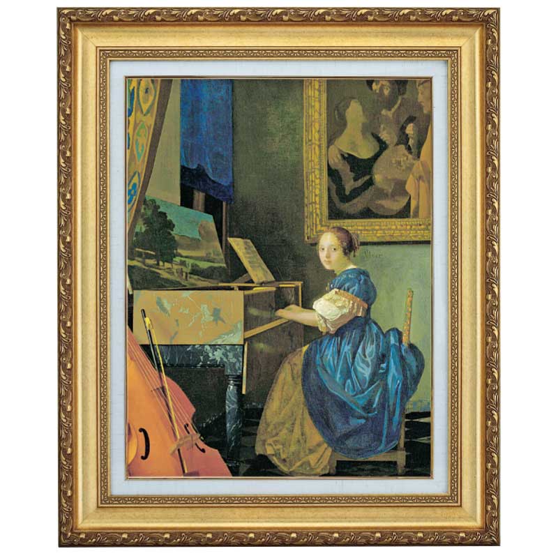 樂天商城 - フェルメール「ヴァージナルの前に座る女」6号 立体複製名画 美術品 インテリア