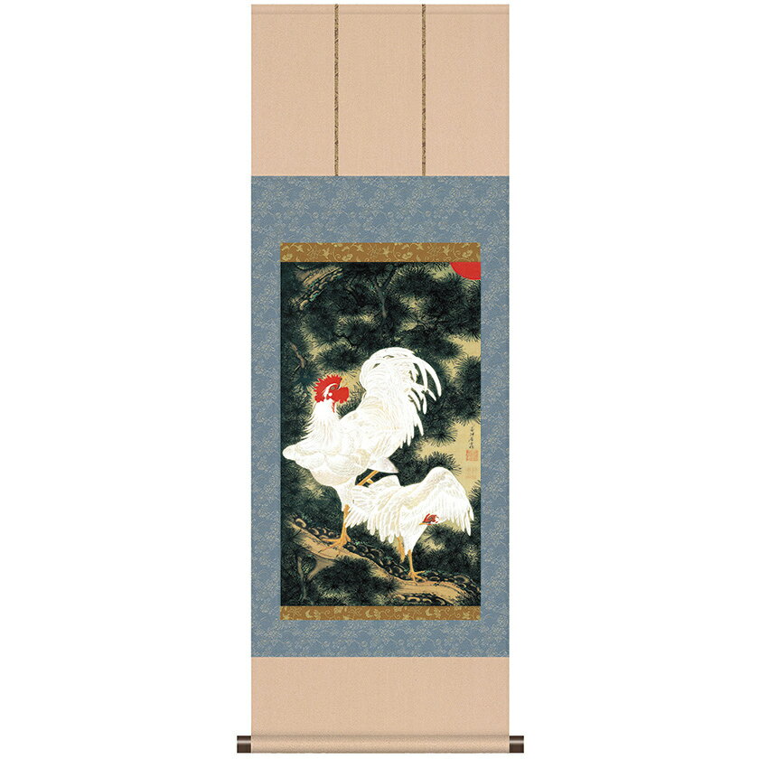 樂天商城 - 伊藤若冲 動植綵絵 老松白鶏図 掛軸 美術品 インテリア レプリカ グッズ - アートの友社