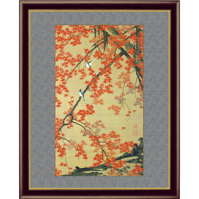 樂天商城 - 伊藤若冲 動植綵絵 紅葉小禽図 額 美術品 インテリア レプリカ グッズ - アートの友社