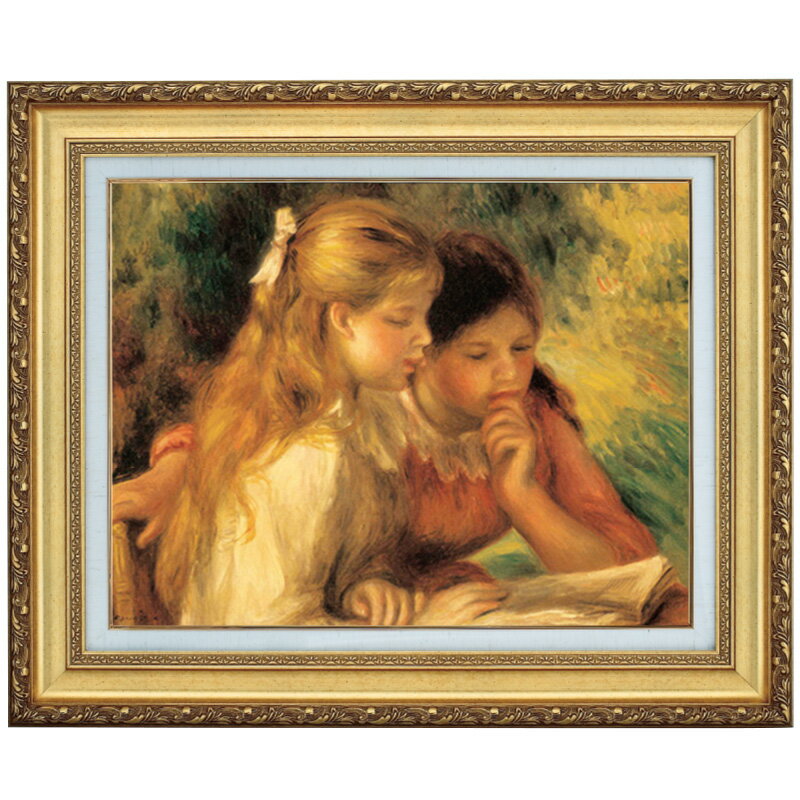 樂天商城 - ルノワール 作品 読書する二人の少女 10号 立体複製名画 絵画 額付き インテリア