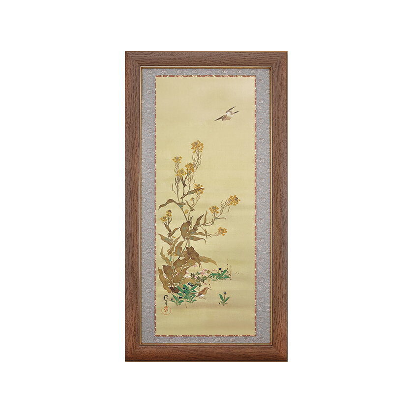 樂天商城 - 酒井抱一『十二か月花鳥図』二月『菜花に雲雀図』額