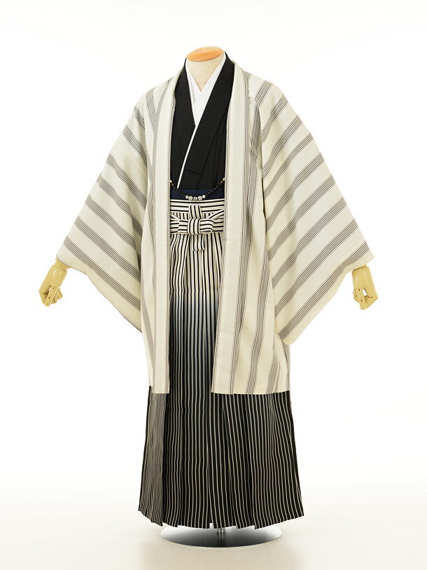 【レンタル】〔卒業式 袴 レンタル 男 〔着物レンタル 〔成人式 レンタル 男性用袴レンタルmen0039 白縞黒×白黒ぼかしラメ〔成人式 袴 レンタル 男 〔...