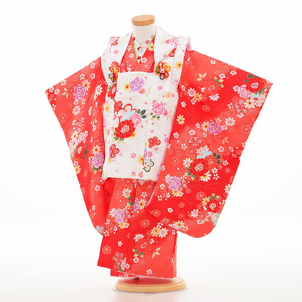 七五三 着物 3歳 レンタル 七五三 3歳 被布 セット 0323 赤×白 753 女の子 七五三レンタル 3歳 女児 被布 七五三 三歳女児 被布コート 子供...
