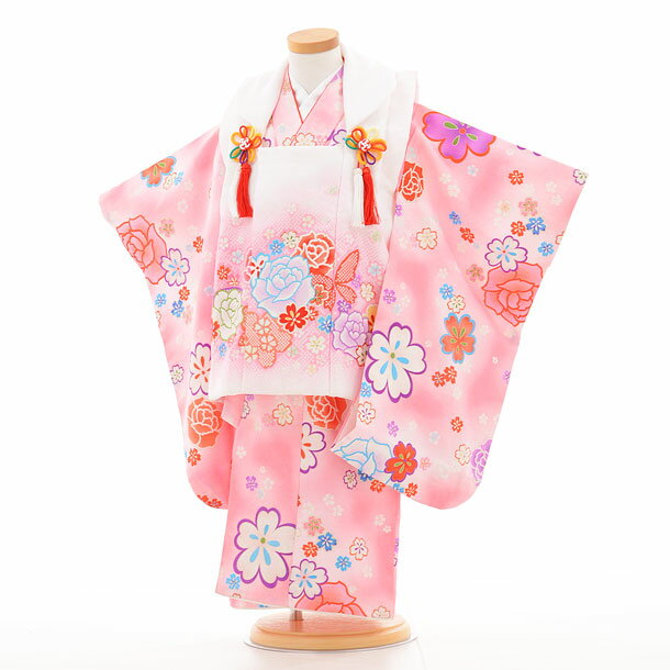 七五三 着物 3歳 レンタル 七五三 3歳 被布 セット 0328ピンク×白 753 女の子 七五三レンタル 3歳 女児 被布 七五三 三歳女児 被布コート 子...