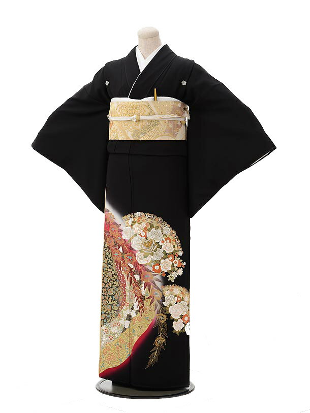 黒留袖 レンタル おすすめ 正絹 大きいサイズ Q3-56 ブランド 桂由美 YumiKatsura光彩バラ紅 女性和服 ..