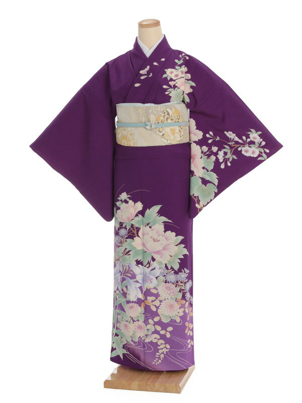 夏 サマー 夏 訪問着 単衣 訪問着 レンタルt0094 JAPAN STYLE 紫地花 お宮参り 貸衣装 お茶会 新品足袋プレゼント 夏 着物 式典 夏 七五三 お茶会 訪問着 往復送料無料 訪問着 セット ほうもんぎ 夏物【レンタル】