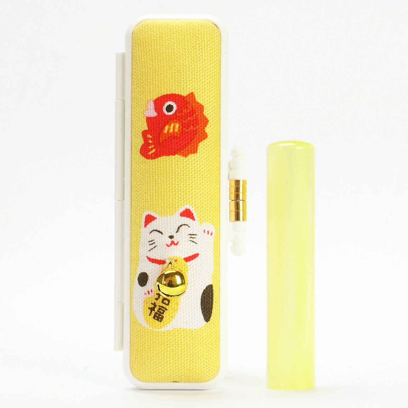 銀行印 印鑑 子供 アクリル印鑑 ＆ 招き猫ケースセット 12mm かわいい はんこ ハンコ 猫 ケース付き セット 銀行印セット 送料無料