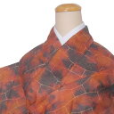 【中古】リサイクル 江戸小紋 正絹 / リサイクル色無地 / リサイクル小紋 /無地着物 / 中古着物 身丈153cm Mサイズ 裄62cm a1m1m0y2x2 朱地 均一価格 訳あり