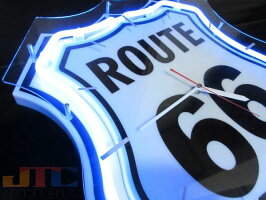 ルート66ROUTE66ネオンクロック時計インテリアBARCafeネオン管ネオン看板