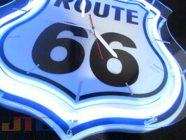 ルート66ROUTE66ネオンクロック時計インテリアBARCafeネオン管ネオン看板