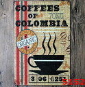 【クリックポスト全国送料無料】COLOMBIA ORGANIC コーヒー ショップ COFFEE CAFE カフェ 広告 ブリキ看板 店舗用 NEON SIGN アメリカン雑貨 看板